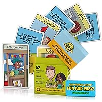 Financial Literacy Flash Cards - 52 Educational Game Cards - Money Learning Resources - Learn Cashflow, Stock, Saving, Budget & More - Great for Teaching Kids in Middle School