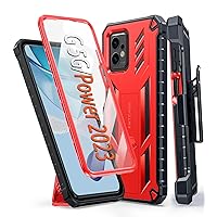FNTCASE for Motorola Moto G-Power-2023 Case: Moto G 5G 2023 Phone Case Drop Protection Rugged Belt-Clip & Kickstand Military Grade Matte Textured Shockproof Durable Cellphone Protective Cover (Red)