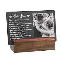 Qina C. Love YOU Personalized Photo Engraved Text Quote Memorial Date Wallet Mini Note Card Insert Picture Frame Wooden Stand Valentines Day Anniversary Birthday Gift