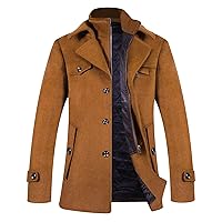 ELETOP Men's Pea Coat Jacket 1109 Camel XL