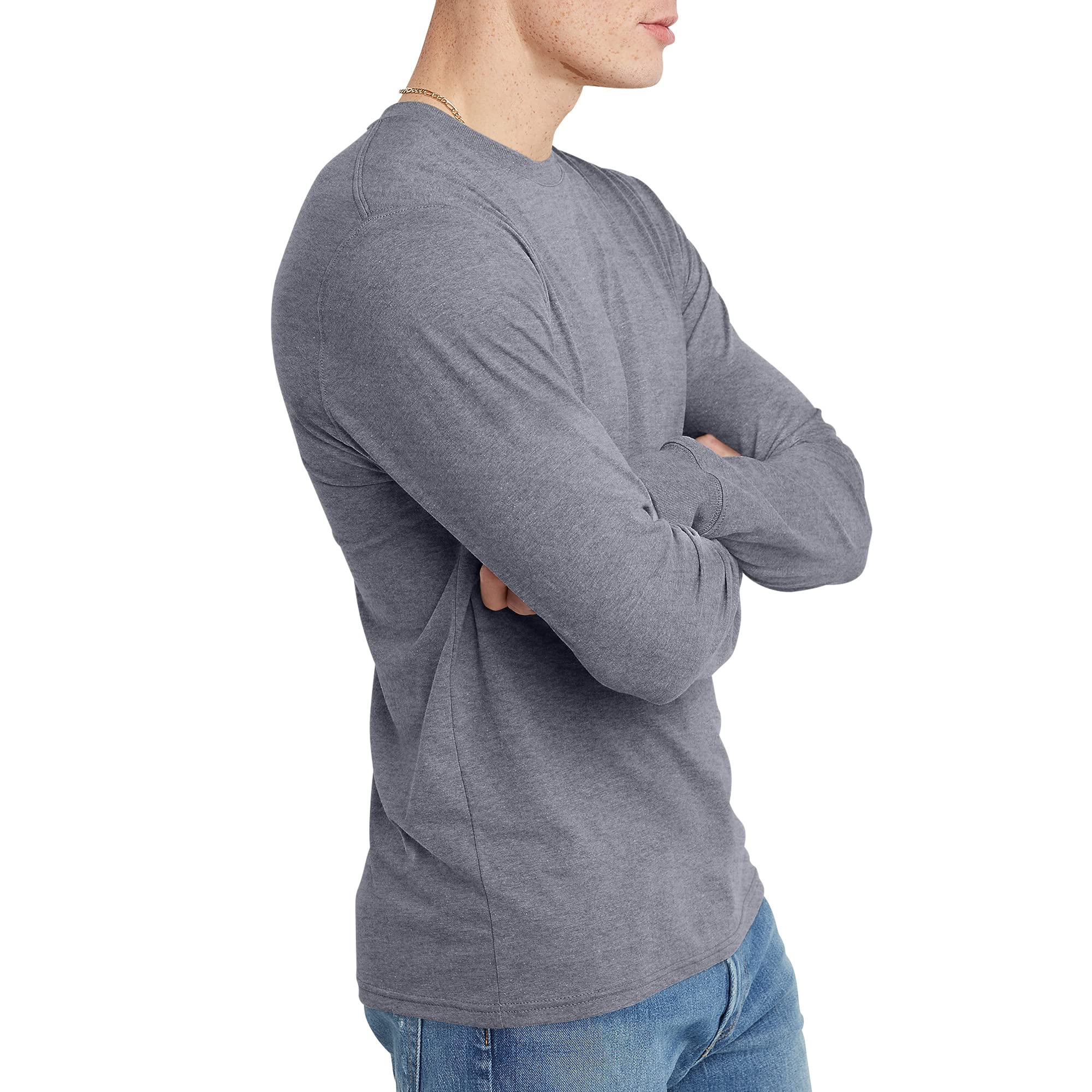 Hanes Men's Originals Long Sleeve T-Shirt, Lightweight Tri-Blend Jersey Tee for Men, Available in Tall