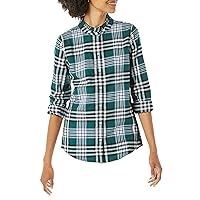 Amazon Essentials Women's Long-Sleeve Ruffle Detail Flannel Shirt
