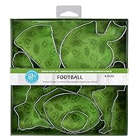 International Football Cookie Cutters, 2 Footballs, Player, Helmet, Cheerleader, Megaphone, 6-Piece Set