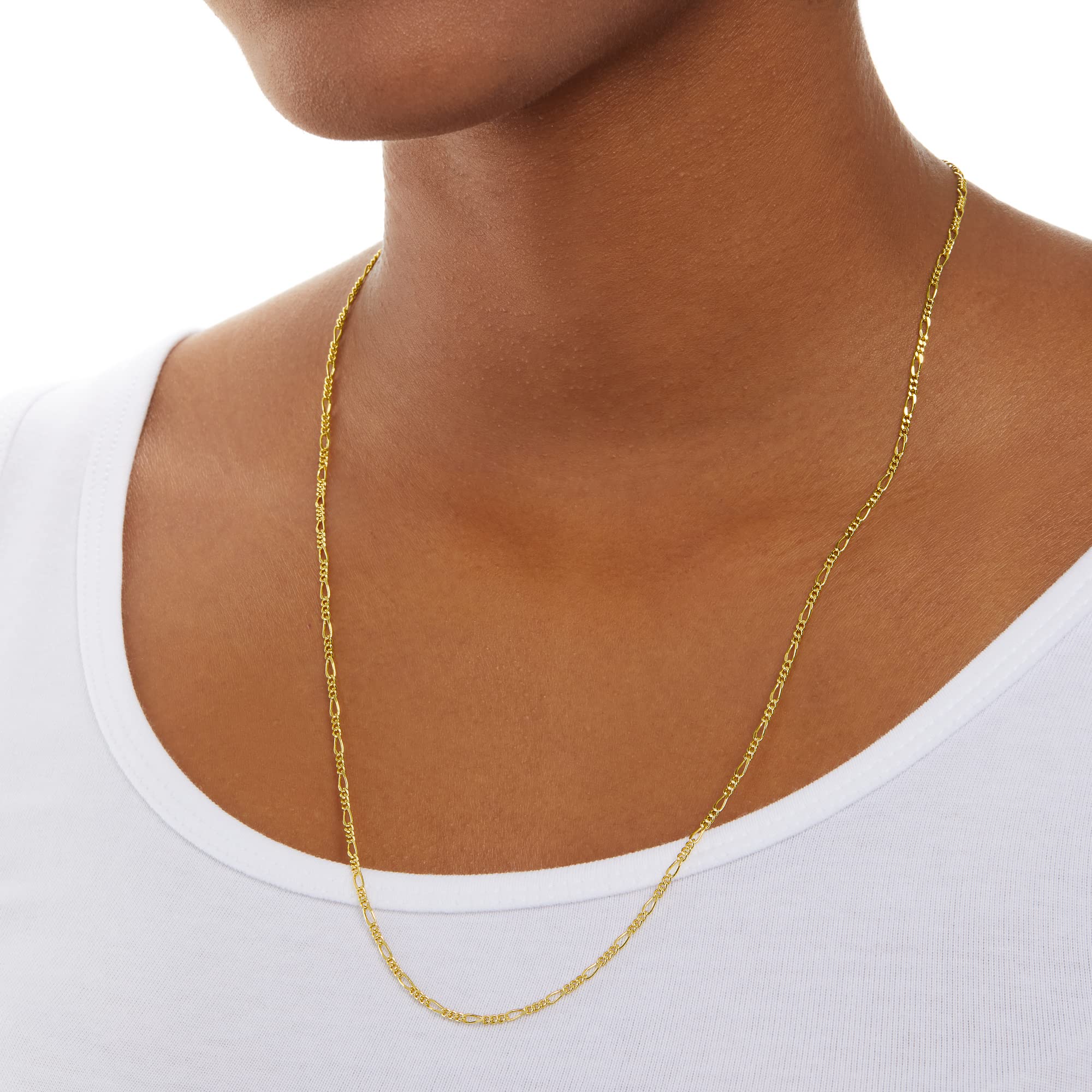 Amazon Essentials 14k Gold or Sterling Silver Plated Figaro Chain 16