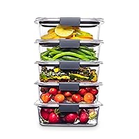Brilliance BPA Free Food Storage Containers with Lids, Airtight, for Lunch, Meal Prep, and Leftovers, Set of 5 (3.2 Cup)