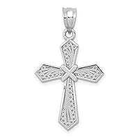 Solid 14k White Gold Passion Cross Pendant - 31mm