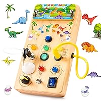 Toddler Busy Board Montessori Toys for 1 2 3+ Year Old,Wooden Busy Board Light Switch Sensory Toys Kids Fidget Toys Airplane Travel Toys for Baby Toddlers Age 1-3 Boys Girls Birthday