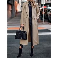 Women's Coats Women's Winter Coats Lapel Neck Double Breasted Overcoat Warmth Special Autumn and Winter Fashion Novel (Color : Khaki, Size : Large)