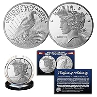 100th Anniversary of The First Peace Silver Dollar 1 OZ 39mm Tribute Coin Medallion Double Dated with Certificate
