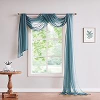 LinenZone Dusty Blue Window Scarf Valance in 288 Inch Size. Use Window Scarves as Canopy Bed or Backdrop Curtains, Curtain Scarf, or Sheer Fabric for Draping. (Amazing 55 x 288, Dusty Blue)