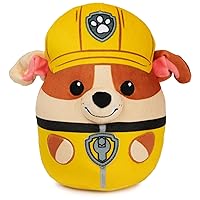 PAW Patrol Rubble Squish Plush, Official Toy from The Hit Cartoon, Squishy Stuffed Animal for Ages 1 and Up, 8”
