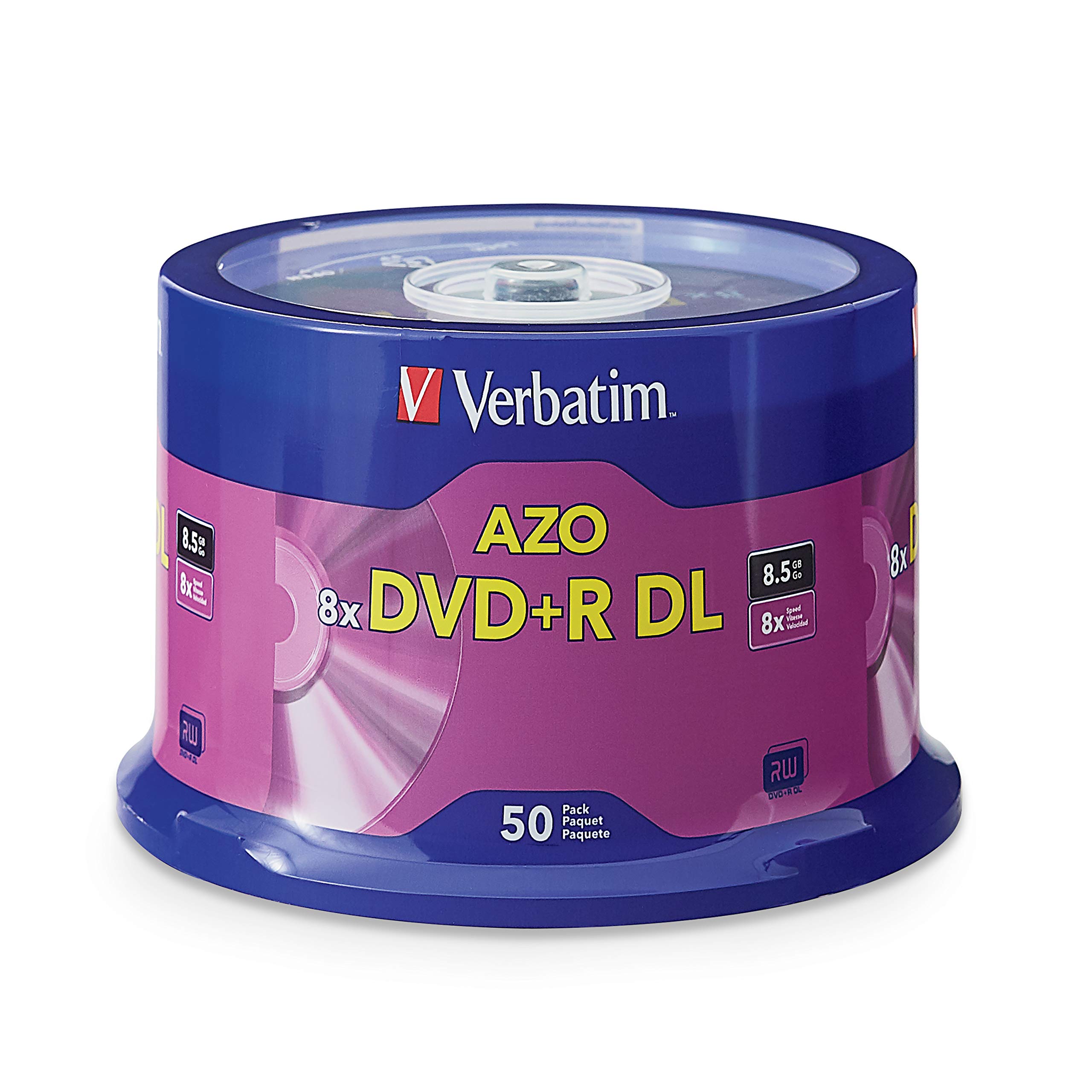 Verbatim DVD+R DL 8.5GB 8X with Branded Surface - 50pk Spindle, 50 - Disc