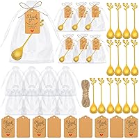 50 Sets Wedding Tea Spoon Favor Bulk Include Leaf Coffee Spoon Gold Creative Tableware Dessert Spoons Stainless Steel Demitasse Spoons Mini Bags Labels for Baby Shower Party Bridal Shower Gift