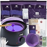 BLITZWAX Digital Waxing Kit for Women and Men Hair Removal with 1.3lbs Lavender&1.3lbs Cream Wax Beans for Eyebrow, Body, Brazilian, Bkini and Sensitive Skin, Hot Wax Beads Kit for Home and Salon Use