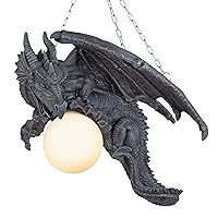 Design Toscano Nights Fury Dragon Gothic Decor Hanging Light Fixture, 21 Inch, Greystone