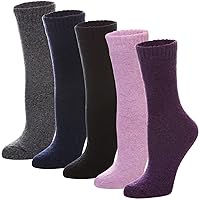 MQELONG Womens 5 Pairs Soft Thick Comfort Casual Cotton Warm Wool Crew Winter Socks