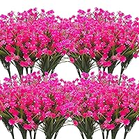 Grunyia Artificial Flowers, 20 Bundles Outdoor Fake Flowers for Decoration UV Resistant Faux Plastic Plants Garden Porch Window Box Décor (Pink)