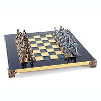 Greek Roman Army Chess Set - Blue&Copper with Blue Board