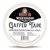 Gaffers Tape, Heavy Duty, Non-Reflective, Multi Purpose Tape, Residue Free, Indoor & Outdoor (White, 2