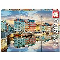 Educa - Sunset at Copenhagen Harbor - 2000 Piece Jigsaw Puzzle - Puzzle Glue Included - Completed Image Measures 37.75