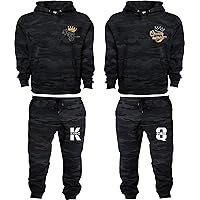 King Queen Hoodies for Couples - Couples Track Suits Matching Sets - Matching Family Outfits