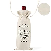 Proposal Gifts for My Bridesmaids,Bridesmaids Proposal Ideas,Pairs Well With Maid of Honor,Wedding Party Supplies,Matron of Honor Proposal Wine Labels,1 Drawstring Gift Wine Bag,Q7