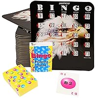 MR CHIPS Jam-Proof Bingo Cards with Sliding Windows 100 Pack Plus Bingo Calling Deck of Cards