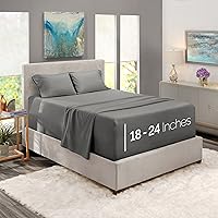 Extra Deep Pocket Sheets - Fits Mattress 18-24 Inches Deep, Extra Deep Pocket Queen Sheets Sets, 4 Piece Queen Size Sheets, Queen Sheets Deep Pocket, Charcoal Stone Gray Sheets Queen