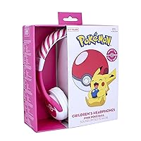 PK0842 Kids Headphones - Pokémon Pink Pokéball Wired Headphones for Ages 3-7 Years
