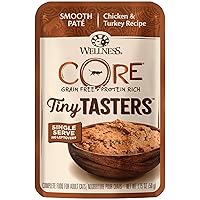 Wellness CORE Tiny Tasters Wet Cat Food, Complete & Balanced Natural Pet Food, Made with Real Meat, 1.75-Ounce Pouch, 12 Pack (Adult Cat, Chicken & Turkey Pate)