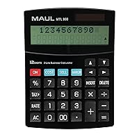 MTL 800 Commercial Calculator | Calculator with Commercial Functions | 12-Digit Display with 2 Lines | Includes Tax Invoice and Correction Function | Solar/Battery | Black