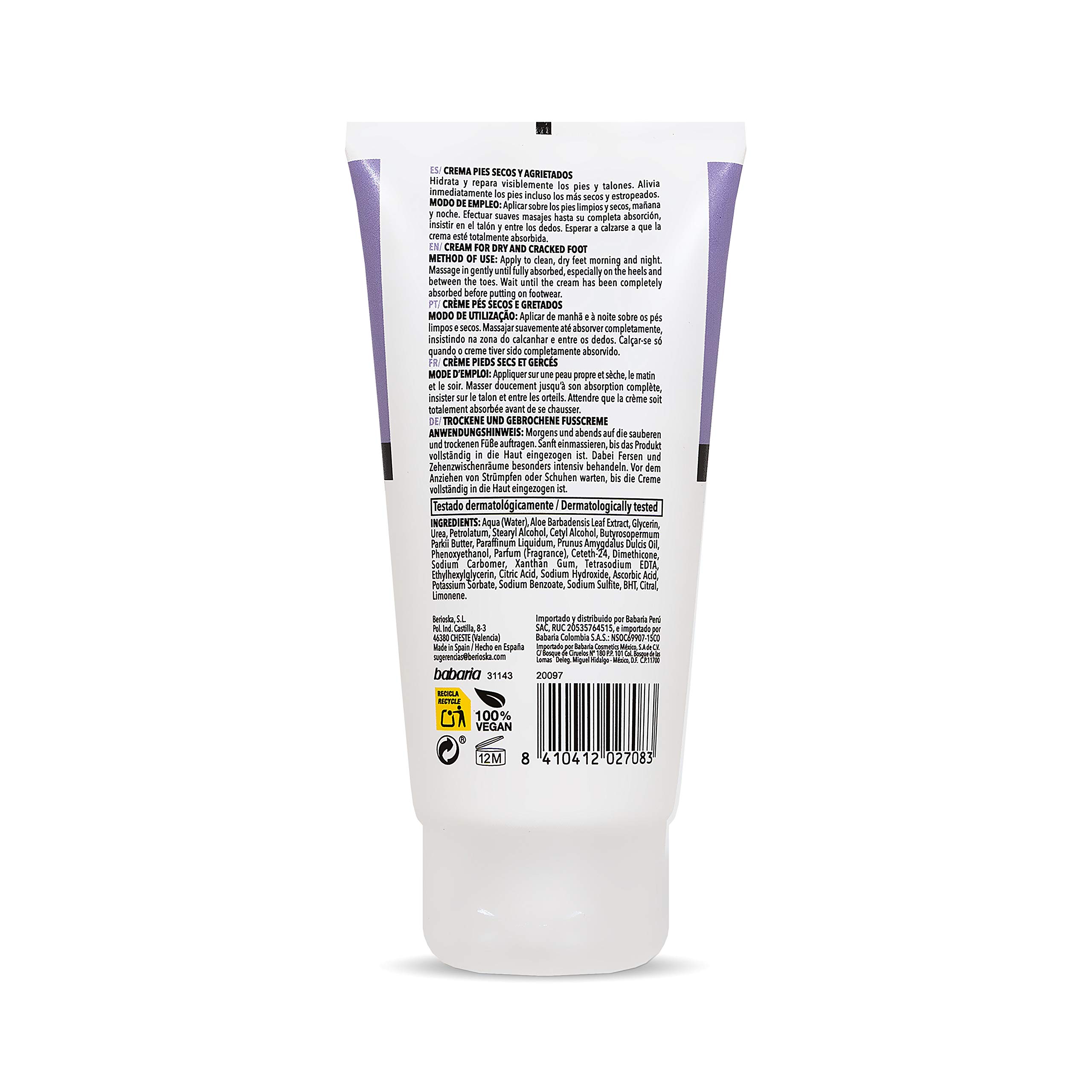 Babaria Foot Cream For Dry Cracked Feet 150ml