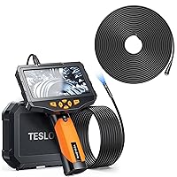 50ft & 16.4ft Flexible Probe, Teslong Dual Lens Inspection Camera with Light, Digital Industrial Borescope, Video Endoscope, Scope Camera, 5