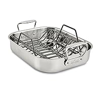 All-Clad Specialty Stainless Steel Roaster with Nonstick Rack 11x14 Inch Oven Broiler Safe 500F Roaster Pan, Pots and Pans, Cookware Silver
