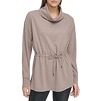 Andrew Marc Sport Women's Geo Textured Knit Long Sleeve Cowl Neck Tunic