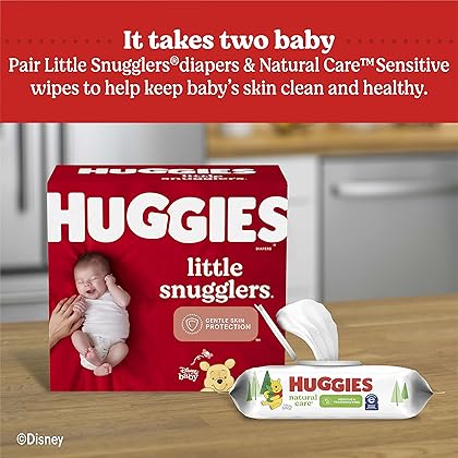 Huggies Natural Care Sensitive Baby Wipes, Unscented, Hypoallergenic, 99% Purified Water, 12 Flip-Top Packs (768 Wipes Total)