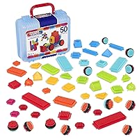 Battat- Bristle Blocks- STEM Interlocking Building Blocks- 50 pc Playset- Reusable Carry Case - Developmental Toys for Toddlers & Kids- Basic Builder Case- 2 Years +