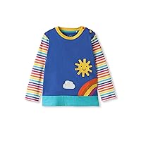 Organic Cotton Applique Baby Infant Toddler Long Sleeve Top - Girl Boy Tee Shirt Blouse (0-4 Years)