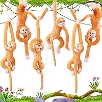 Aoriher 6 Pcs Stuffed Monkey 23.6 Inch Hanging Monkey Stuffed Animal Monkey Plush Toy with Hook and Loop Fasteners Hands Large Stuffed Animal Monkey for Teens and Adults Supplies (Yellow)