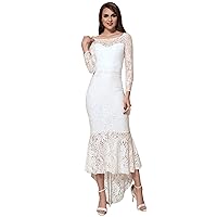Women's Elegant Lace Hi-Low Evening Gown Wedding Dress