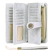 SENDEFN Wallets for Women Genuine Leather Credit Card Holder with RFID Blocking Large Capacity Wristlet