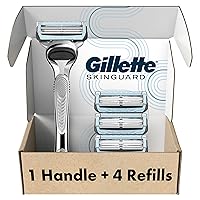 Gillette SkinGuard Razors, 1 Gillette Razor, 4 Razor Blade Refills, Designed for Men with Skin Irritation, Razor Bumps, and Sensitive Skin