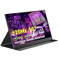 CNBANAN 2K Portable Monitor 120Hz 16 Inch,2560X1600 Laptop Screen Extender 16:10 HDMI USB-C Portable Monitor 2K 100% sRGB Travel Monitor with Speakers for Laptop Switch PS5 Mac PC Xbox 1,Support VESA