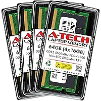 A-Tech 64GB Kit (4x16GB) DDR5 5600MHz PC5-44800 CL46 SODIMM 1.1V Non-ECC Unbuffered SO-DIMM 262-Pin Laptop RAM Memory Upgrade Modules