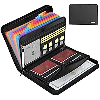 Accordion File Organizer - 12 Pocket Expanding File Folder with Zipper & Labels - Fireproof File Folder Organizer with Multi-Pockets,Document Organizer for Letter A4 Files and More