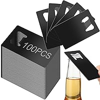 100 Pieces Stainless Steel Card Bottle Openers Bulk Metal Card Beer Bottle Openers Groomsmen Wallet Bottle Opener for Wedding Party Bridesmaid Favors Gifts (Black)