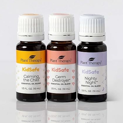 Plant Therapy KidSafe The Essentials Blend Set 100% Pure, Undiluted, Therapeutic Grade, KidSafe Essential Oils for Calming, Sleep, and Immune Support, 10 ml (1/3 oz) Each