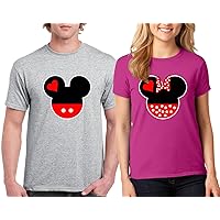 Couple Matching Outfits Minnie & Mickey Head Tee Shirt Set for Men and Women 1