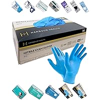 Harbour Health Blue Disposable Nitrile Examination Gloves Medium,Non-Sterile,Food Safe,Latex Free,Powder Free,1 Box of 100 PCS by Weight