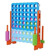 SDADI Height Adjustable Giant 4 in A Row Game, Jumbo 4-to-Score Game for Teens and Adults - Indoor Outdoor Connect Game Set with Quick Release Slider, Orange